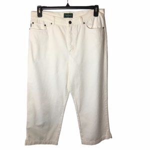 Lauren Jeans Co. Ralph Lauren White Capri Cropped Pants, Women's 14